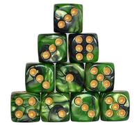 StarMall 10-Pack 16mm D6 Polyhedral Dice Set 6-sided Acrylic Die for RPG MTG DND Dice Table Board Games (Black-Green)