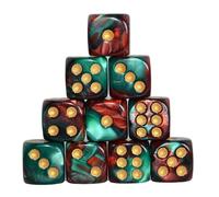 StarMall 10-Pack 16mm D6 Polyhedral Dice Set 6-sided Acrylic Die for RPG MTG DND Dice Table Board Games (Red-Green)