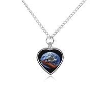 Starman In Space Custom Cremation Jewelry Urn Necklace for Dog Pet Ashes Heart Memorial Pendant