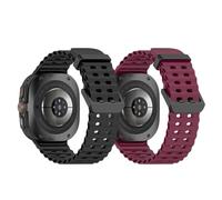 StarMei-HJXD 2 Pack Marine Silicone Watche Strap Compatible with Samsung Galaxy Watch Ultra 47mm Band (2025), Wavy Breathable Design, Secure Fit Sport Band for Galaxy Watch Ultra 47mm (Burgundy +