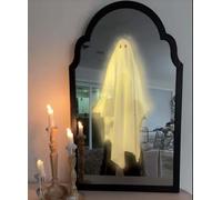 Starnearby 2025 Halloween Hologram Ghost Mirror, Novelty Spooky Scary Ghosts for Halloween Decorations Indoor, Halloween Room Decor, Halloween Party Supplies (L, Wavy Border)