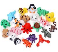 Starnearby 20PCS 3D Printed Animals, Articulated Flexible Fidget Mini Animals Toy Set, Mini Reptile Animal Figurine Toy, Anxiety Relief Cool Toy for Home, Office, Decor Executive Desk Toys (20PCS)