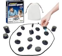 Starnearby Magnetic Chess Game, Portable Magnet Stone Games with String, Party Travel Camping Desktop Magnetic Strategy Chess, Family Educational Games for Kids and Adults (Black)