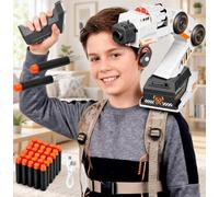 Starnearby Smart Tracking Mechanical Foam Gun - Shoulder Mounted Robot Arm with Sensor, Control, Interactive Shooting Toy for Kids and Adults (Orange with 30 Soft Balls)