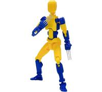 Starnearby T13 Assembly Completed Stick Titan Lucky Dummy 13 Action Figure, 3D Printed Robot & Animal Dog Set with A New Head Design, Kids' Gift Stop Motion Figures DIY Desktop Decoration (Yellow)