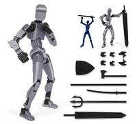 Starnearby Titan 13 Action Figure - 20cm Assembly Completed 3D Printed Body Movable Lucky 13 with 6 Weapons Set and 3 Hands Sets - Present for Kids Adults (20CM Silver)