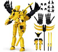 Starnearty 8Inch New T13 Action Figure, Assembly Completed 3D Printed Multi-Jointed Movable Toy Titan Dummy 13 Action Figures Desktop Decorations for Game Lovers Toy (Yellow)