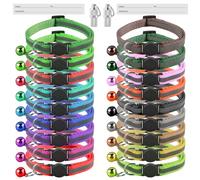 Starneey 18PCS Reflective Cat Collars with Bell Adjustable 19-32cm Safety Quick Release Buckle with 2PCS Anti-Lost ID Tags for Kittens & Puppies