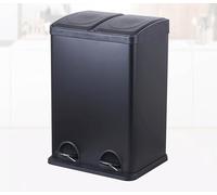 STARNINE 40L Compartment Recycling Bin Black Kitchen Pedal Dust Bin Removable Compartment Waste Separation Bin Stainless Steel Kitchen Waste Bin (40L BLACK (2 x 20L Compartments))