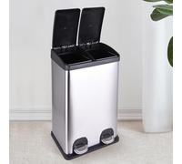STARNINE 40L Compartment Recycling Bin Kitchen Pedal Dust Bin Removable Compartment Waste Separation Bin Stainless Steel Kitchen Waste Bin (40L (2 x 20L Compartments))