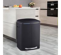 STARNINE 40L Dual Compartment Recycling Bin 2 Section Kitchen Bin Waste Pedal Dust Bin Soft Closing Lid Finger Print Proof Removable Inner