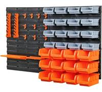 STARNINE 44 Piece Wall Mounted Pegboard Hook Storage Bins Wall Mounted Tool Storage Organiser Shed Garage Organiser Wall Mounted (44 Pcs)