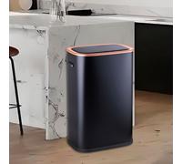 STARNINE 55L Motion Sensor Kitchen Bin Stainless Steel Automatic Sensor Bin Infrared Technology Touch Free Sensor & Finger Touch Operation Kitchen Waste Bin (Black-Gold Edition)