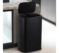 STARNINE 55L Motion Sensor Kitchen Bin Stainless Steel Automatic Sensor Bin Infrared Technology Touch Free Sensor & Finger Touch Operation Kitchen Waste Bin Black
