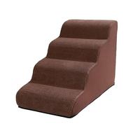 STARNINE Dog Steps For Bed Non Slip Pet Dog Steps For Sofa Soft Pet Ladder Steps Indoor Use Washable Sofa Steps High Density Foam (Brown, 4 Step, 4)