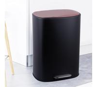 STARNINE Kitchen Bin 50L Stainless Steel Luxury Kitchen Bin Rose Gold Top Lid Pedal Dust Bin Rubbish Bin With Soft Closing Lid And Removable Inner Compartment (Black/Rose Gold Top)