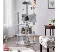 STARNINE Large Cat Tree 135cm Cat Tower Scratching Posts Multi Level Kitten Tree House Condos With Dangling Balls Indoor Cats Activity Centre Tree House Tower (Light Grey)