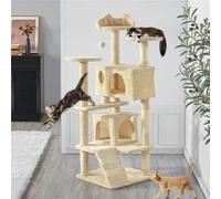 STARNINE Large Cat Tree 135cm Cat Tower Scratching Posts Multi Level Kitten Tree House Condos With Dangling Balls Indoor Cats Activity Centre Tree House Tower (Beige)
