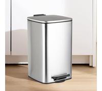 STARNINE Small Bathroom Bin 8L Kitchen Pedal Dust Bin Stainless Steel Toilet Bin Pedal Dust Bin With Lid Soft Closing Lid (Silver)