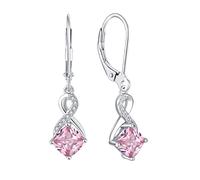 Starnny Women's Earrings,925 Sterling Silver Infinity Hoop Earrings with October Birthstone Tourmaline Color 3A Cubic Zirconia Dangle & Drop Earrings Jewellery for Women