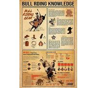 Starotore Bull Riding Knowledge Metal Tin Signs Cowboy Reference Guide Posters Farmhouse Retro Plaque Decoration Home Man Cave Arena Wall Decor 12x17 Inches