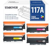 STAROVER Compatible for HP 117A Toner Cartridges Replacement for Printer Colour Laser MFP 179fnw 178nw 178nwg 179fwg 150a 150nw W2070A W2071A W2072A W2073A Ink (Black Cyan Yellow Magenta 4-Pack)