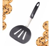 StarPack Premium Flexible Wide Silicone Turner Spatula - High Heat Resistant to 600°F, Hygienic One Piece Design, Non Stick Rubber Kitchen Utensil for Fish, Eggs, Pancakes, Cookies & more(Gray Black)