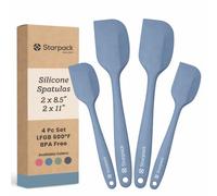 Starpack 'Scrape and Stir' Silicone Rubber Spatula Set (4-Piece) - LFGB Non Toxic, 600°F Heat Resistant, BPA-Free - One-Piece Kitchen Baking Spatulas - Dishwasher Safe for Nonstick Cookware Light Blue
