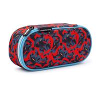 Starplast Pencil Case 1 Rigid Fabric Zipper Oval Shape Designs School High School Boy Girl Unisex Colourful Lined Inner Pockets, design 1, DESIGN 1