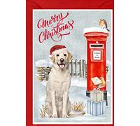 Starprint Labrador Retriever (Yellow/Golden) Dog Christmas Card (6" x 4") with matching Envelope