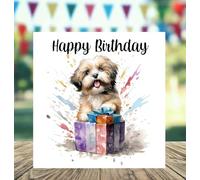 Starprint Lhasa Apso Dog 6"x 6" Birthday Card Gifts and Designs. Space for your own message inside. Can be personalised - with Matching Envelope