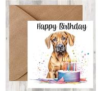 Starprint Rhodesian Ridgeback Dog 6"x 6" Birthday Card Gifts and Designs. Space for your own message inside. Can be personalised - with Matching Envelope