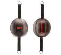Starpro Double-End Punching Ball - Durable Leather Speed Bag for Precision Training, Boxing & MMA Reflex Bag with Adjustable Straps (Black/Red, 15cm)