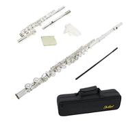 StarQuest SQ-FL250 Silver-Plated Closed-Hole C Flute - Premium Quality Instrument for Beginners and Experienced Musicians. Includes hard Protective Case