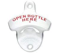STARR-X Wall Bottle Opener "Open Bottle Here" in White, USA