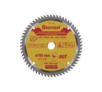 Starrett 184mm TCT Circular Saw Blade for Wood, 60-Tooth, 16/20mm Bore