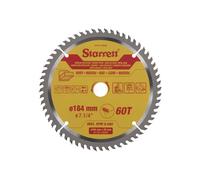 Starrett 184mm TCT Circular Saw Blade for Wood, 60-Tooth, 16/20mm Bore