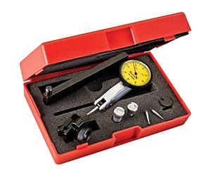 Starrett 3809MAC Dial Test Indicator with Dovetail Mount,4 Attachments, and 2 Extra Contacts, 32mm Yellow Dial, 0.8mm Range, 0.01mm Graduation