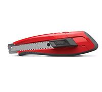 Starrett Automatic Locking Utility Knife - KUX025-N Large Retractable Carbon Steel Break-away Blade with Metal Blade Guide - ABS Plastic with Rubber Overmould
