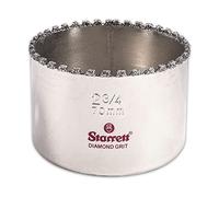 Starrett Diamond Grit Hole Saw - Ideal for Drilling Small Diameter Holes - 2-3/4" Diameter, 1-5/8" Cutting Depth, 5/8-18" Thread Size, XA2/XA10 Arbor Type, Silver - KD0234-N