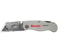 Starrett Folding Pocket Utility Knife - KUXP010-N Exact Plus Aluminium Die-Cast Body Trapezoidal Hook Blades - Supplied with Dispenser & 3 Spare Trapezoidal Blades