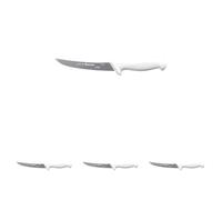 Starrett Professional Boning Knife - BKW104-6 Narrow Straight 6 Inch Ultra Sharp Sanitized Steel Blade - White Handle Kitchen Chef's Knife, 15 cm (Pack of 4)