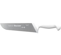 Starrett Professional Butchers Knife - BKW203-8 Wide straight 8 Inch Ultra Sharp Sanitized Steel Blade - White Handle Kitchen Chef's Knife