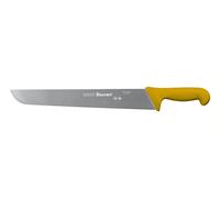 Starrett Professional Butchers Knife - BKY203-14 Wide straight 14 Inch Ultra Sharp Sanitized Steel Blade - Yellow Handle Kitchen Chef's Knife