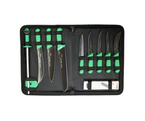 Starrett Professional Knife Set - 11 Pieces Stainless Steel Kitchen Chef Knifes - Green Handle