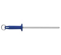 Starrett Professional Knife Sharpeners Steel - BKL407-10 Knurled Finish 10 Inch (250mm) Blue Handle Hard Carbon Steel - Kitchen Knife Sharpener Rod for Honing Chef Butchers Cleaver Hunter Knife