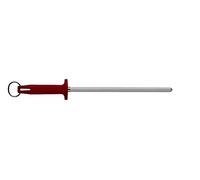 Starrett Professional Knife Sharpeners Steel - BKR407-10 Knurled Finish 10 Inch (250mm) Red Handle Hard Carbon Steel - Kitchen Knife Sharpener Rod for Honing Chef Butchers Cleaver Hunter Knife