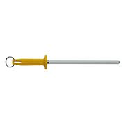 Starrett Professional Knife Sharpeners Steel - BKY407-10 Knurled Finish 10 Inch (250mm) Yellow Handle Hard Carbon Steel - Kitchen Knife Sharpener Rod for Honing Chef Butchers Cleaver Hunter Knife