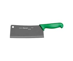 Starrett Professional Stainless Steel Chefs Kitchen Cleaver Knives - Wide Rectangular Profile - 8-inch (200mm) - Green Handle