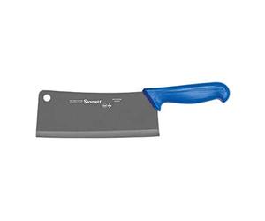 Starrett Professional Stainless Steel Chefs Kitchen Cleaver Knives - Wide Rectangular Profile - 8-inch (200mm) - Blue Handle
